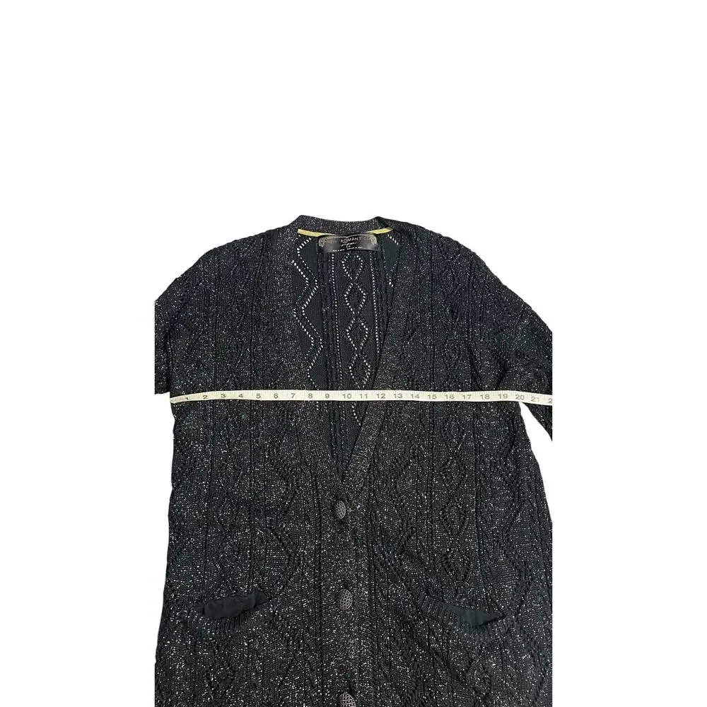 Whimsigoth Free People New Romantics Black Metallic Bang Bang Long Cardigan Sz M